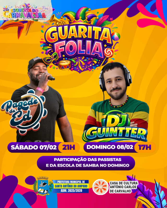 Post para Instagram Festa de Carnaval Vibrante Amarelo Rosa e Roxo